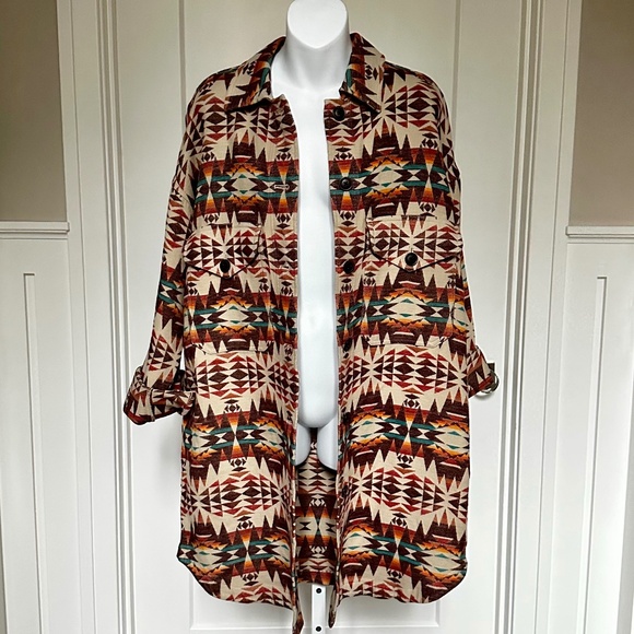 Pendleton Jackets & Blazers - PENDLETON Gorgeous Aztec Long Shirt Jacket Sz M S/M NWT $228!!